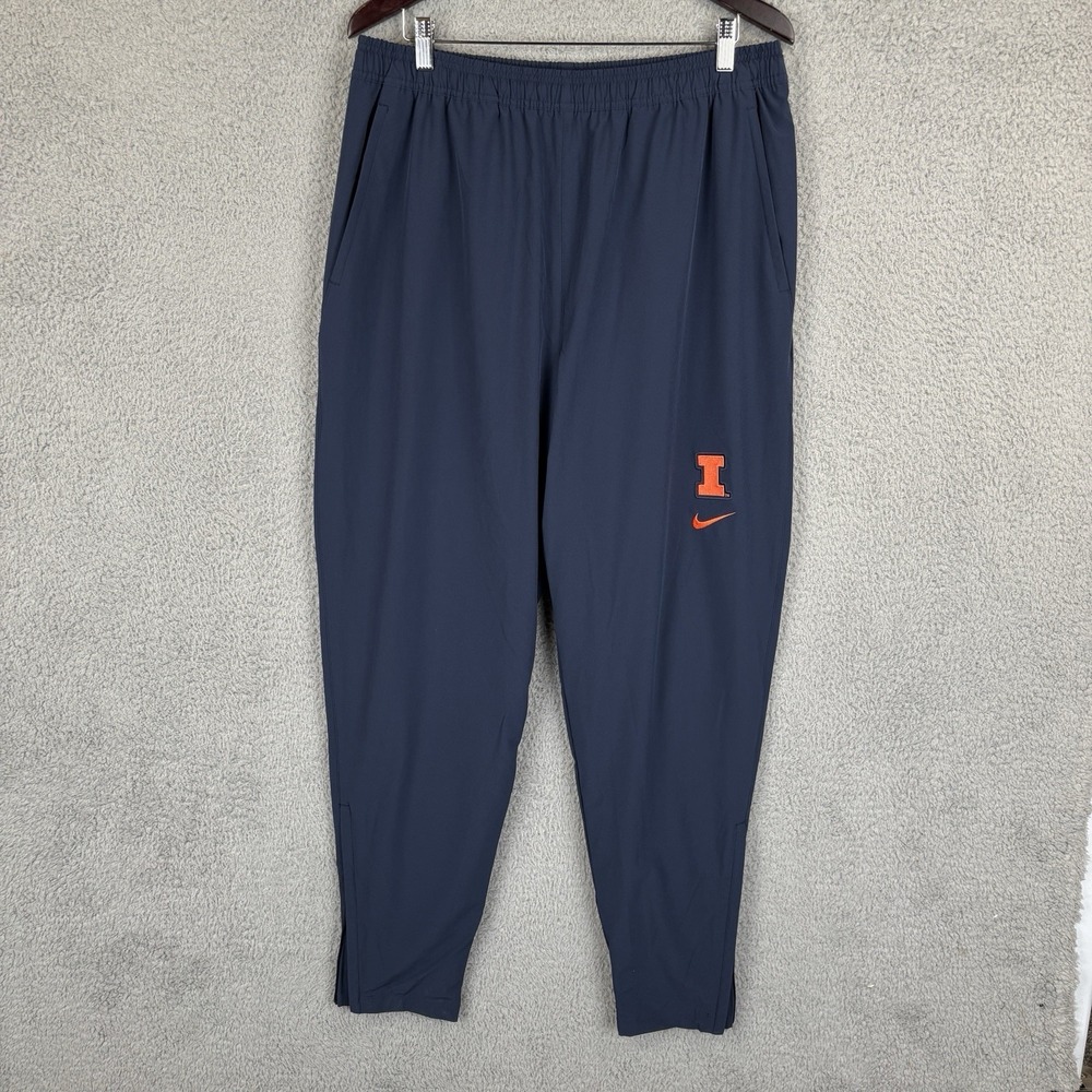 NEW Nike Illinois Fighting Illini Track Pants Men's LT Navy Tapered Mesh Lined